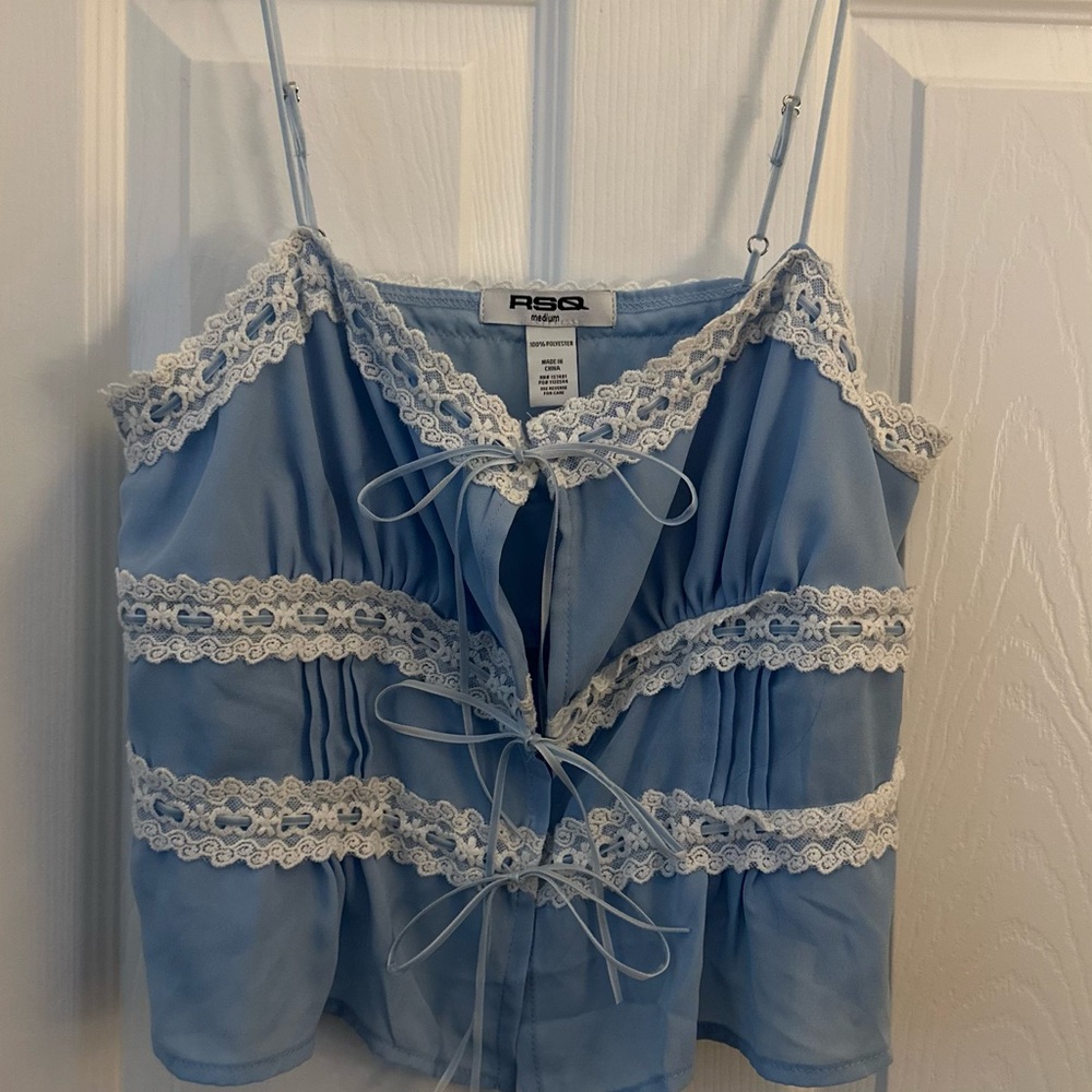 RSQ Light Blue Camisole with White Lace